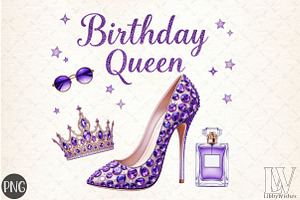 Glitter Birthday Queen Png Birthday, an Illustration by Libby Wishes