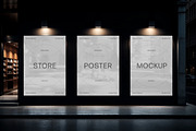 Night Storefront Posters Mockup, an Advertising Mockup by Design Squad (Thumbnail 4 of 4)