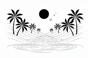 Beach sunset, silhouette bundle, an Illustration by Amazin_art (Thumbnail 7 of 7)