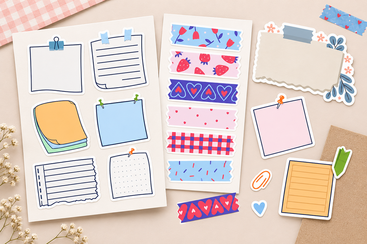 Notes & Washi Tape Illustrations, an Education Illustration by Anna Studio (Photo 5 of 11)