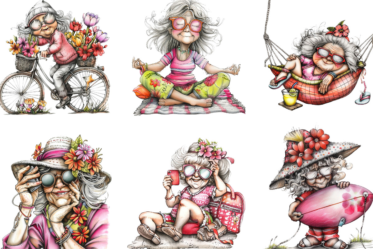 Summer Funny Grandma Clipart, an Illustration by Designking (Photo 4 of 5)