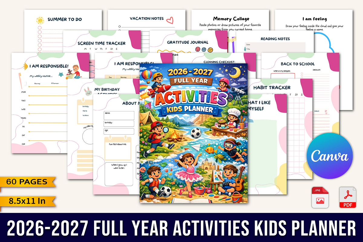 26–27 Full Year Activities Kids Plan, a Stationery Template by Designmela01 (Photo 1 of 10)