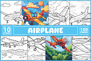100 Airplane Coloring Pages, a Transportation Illustration by BrightMart (Thumbnail 1 of 3)