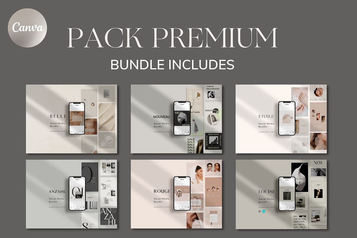 PREMIUM PACK IG templates Canva, a Social Media Template by Studio Suvelle