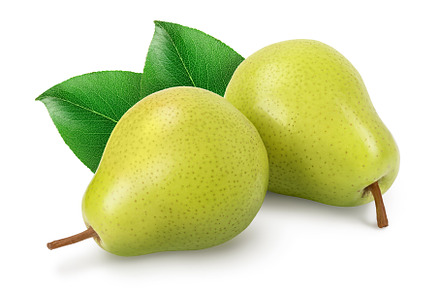 Green pear fruit isolated on white, a Food & Drink Photo by NataPhoto