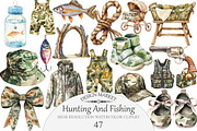 Hunting And Fishing Clipart, an Illustration by Design Market (Thumbnail 1 of 5)