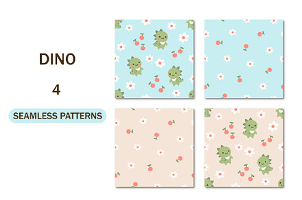 Cute dinosaur seamless patterns