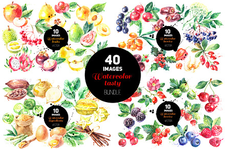 BUNDLE Watercolor Tasty Vector Set