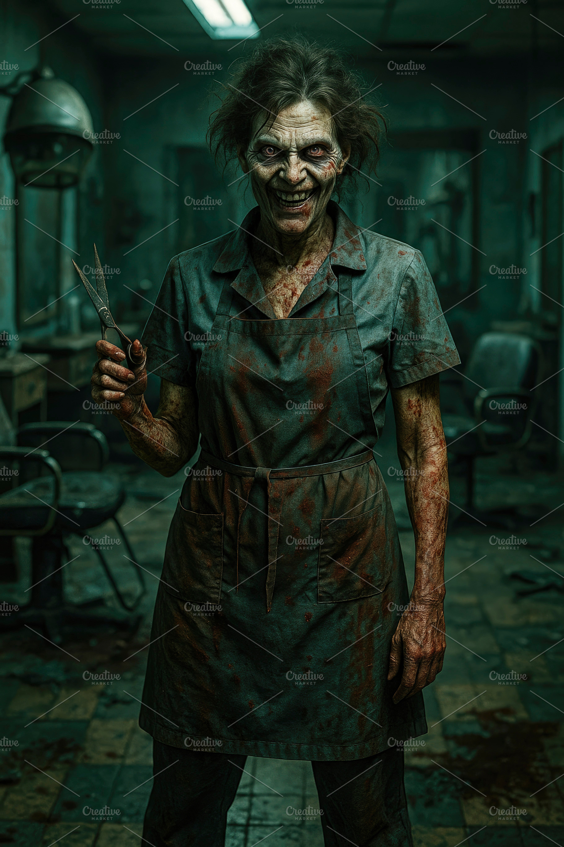 sinister woman with scissors, generative AI, a Photo by Nito