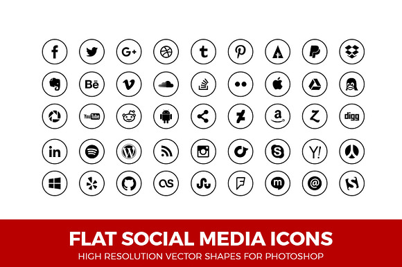 Social Media Icons Circle Line Blk preview 2