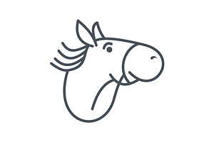 Cute Horse Head Line Icon