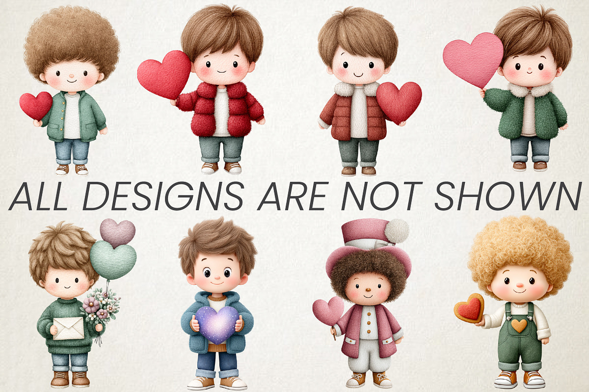 Watercolor Valentine Boys Cliparts, an Illustration by RobertsArt (Photo 5 of 6)