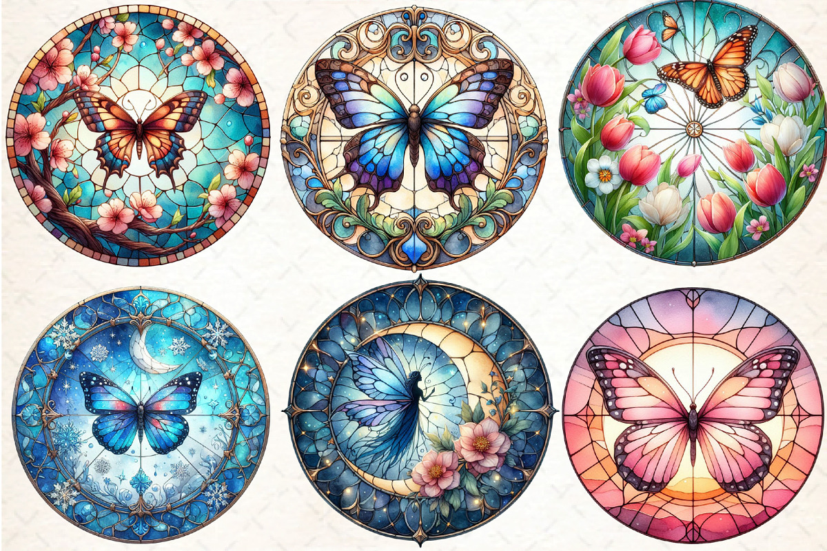 Round Butterfly Stained Glass, an Illustration by DreamCafeArt (Photo 3 of 5)