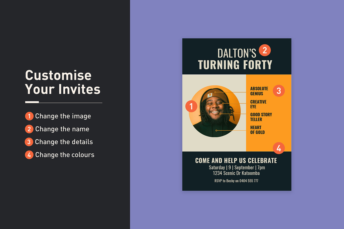 Dalton Birthday Invitation, an Invitation Template by Mountain Folk Creative (Photo 3 of 7)