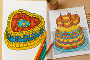 Printable Cake Colouring Pages, a Food Illustration by Saint aury Studio (Thumbnail 5 of 7)