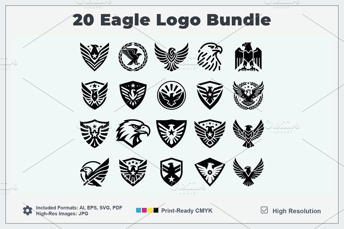 20 Eagle Logo Bundle, a Branding & Logo Template by Vectorium Studio (Photo 1 of 21)