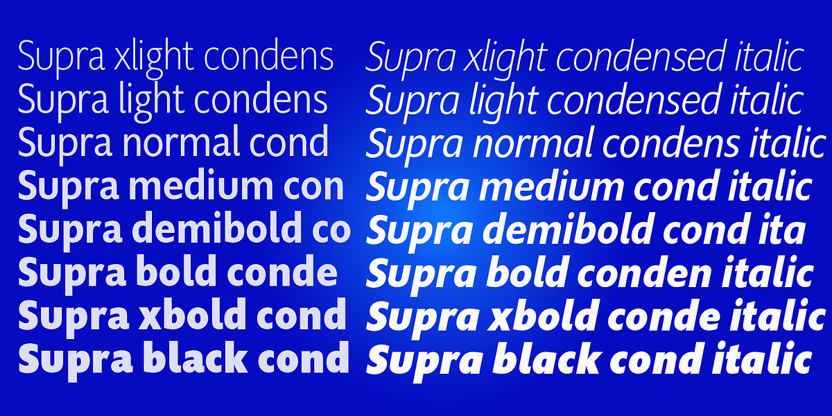 Supra Condensed, a Sans Serif Font by Wiescher-Design (Photo 4 of 7)