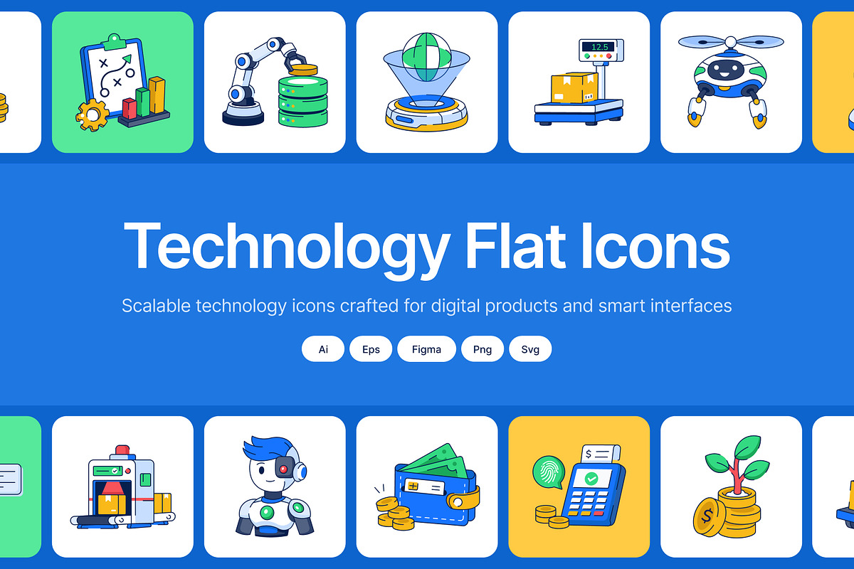 Technology Flat Icons, a Duotone Icon by Brickclay (Photo 1 of 11)