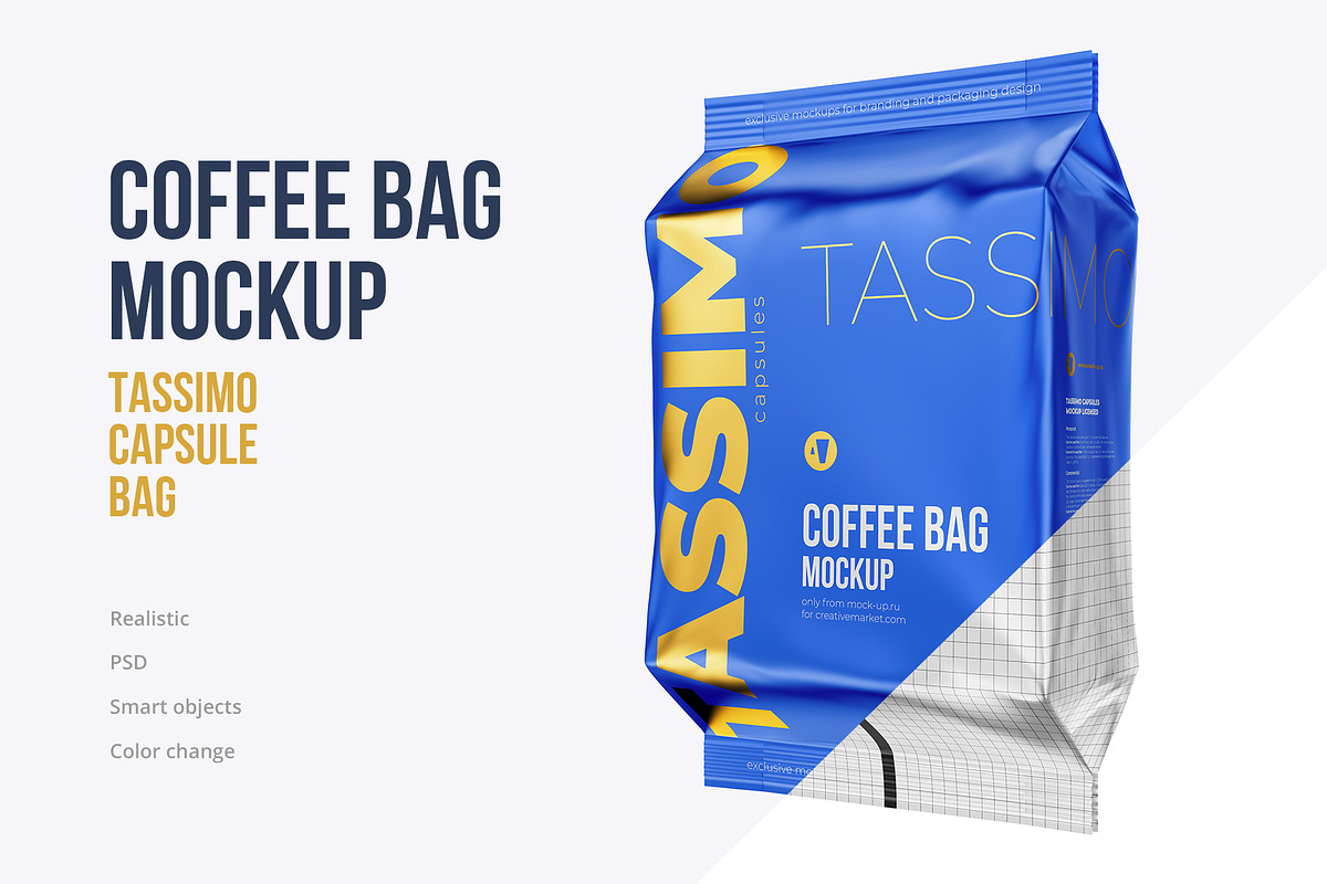 Coffee Bag mockup. Tassimo, a Packaging Mockup by easymock (Photo 1 of 10)