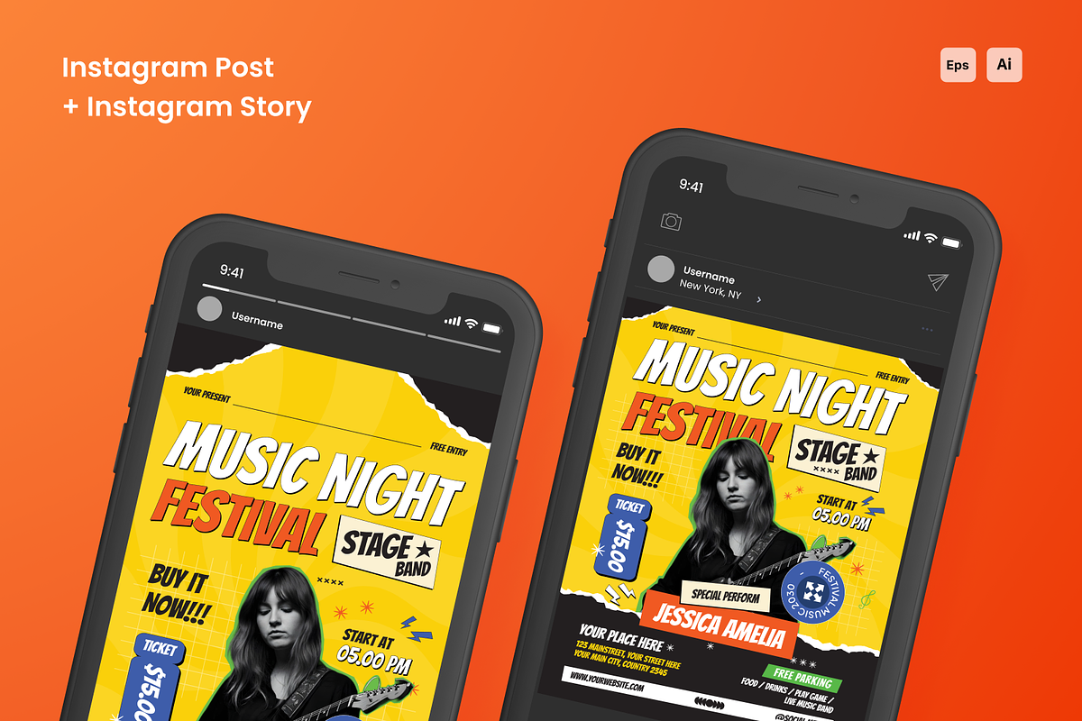 Music Flyer Set, a Flyer Template by SquidPixey (Photo 2 of 5)