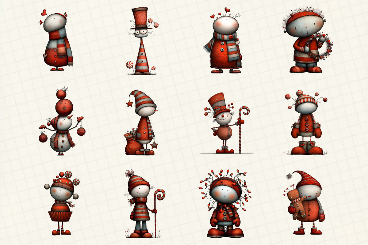 Whimsical Christmas Snowman Clipart, an Illustration by DreamCafeArt (Photo 4 of 6)