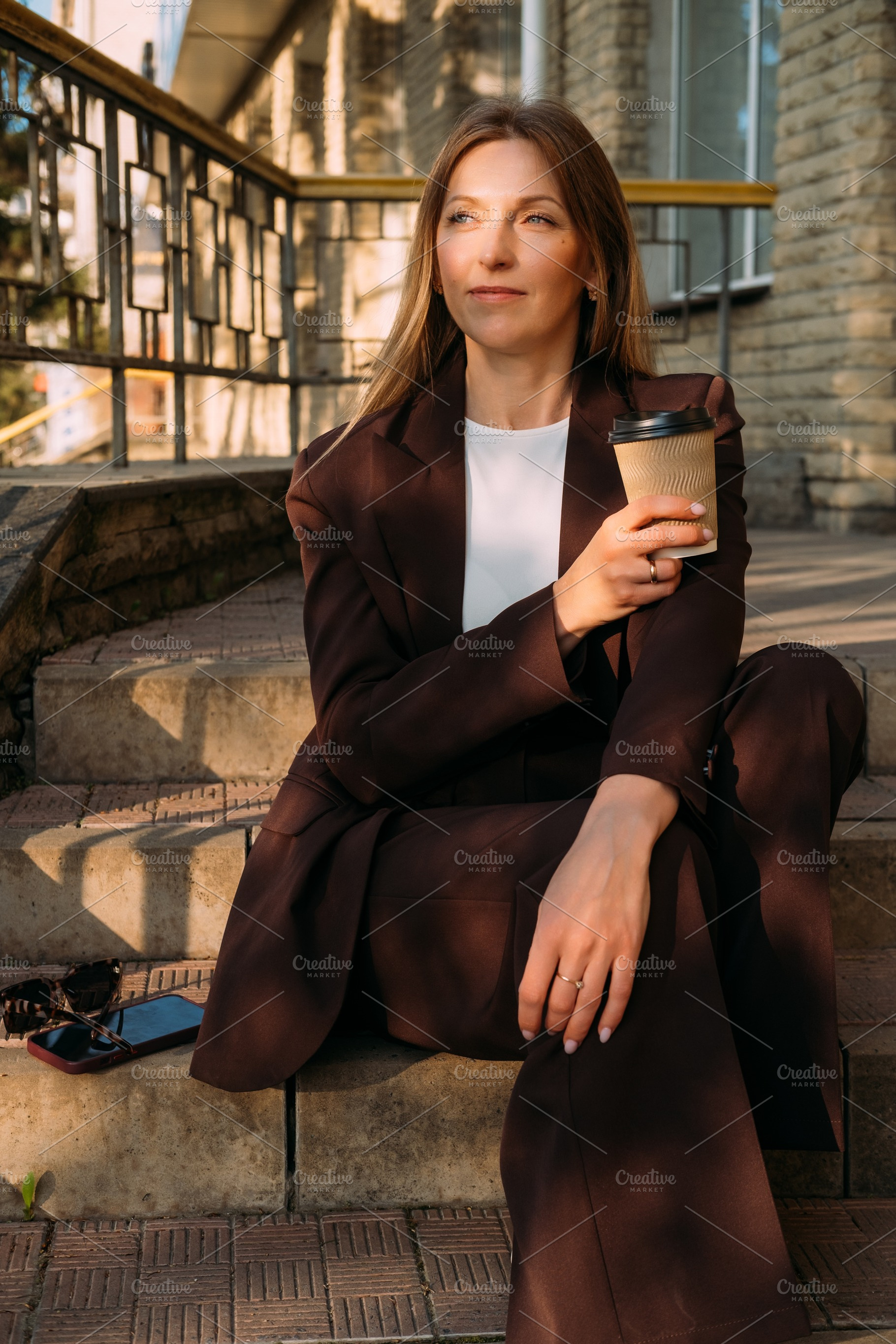 Successful woman portrait coffee break moment, a Person Photo by Photo Drive Studio