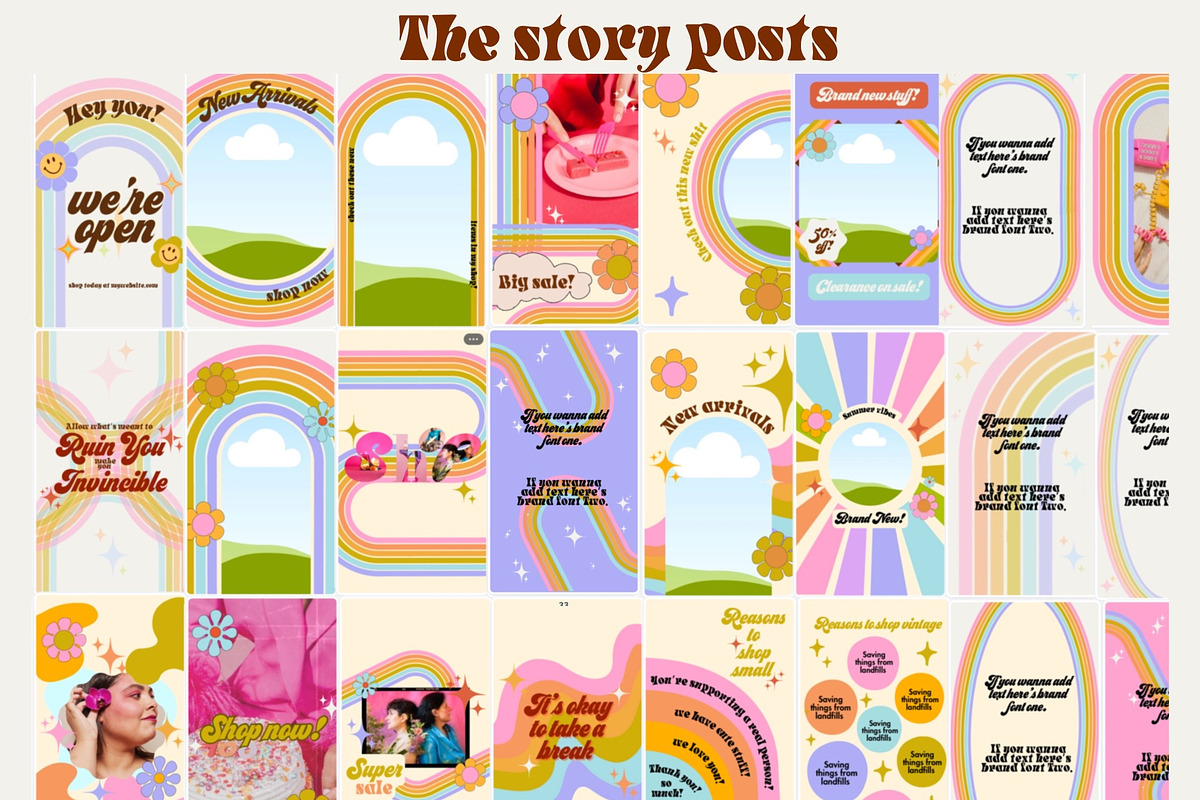 Retro Rainbow Canva Templates for IG, a Social Media Template by Dear Darling Design (Photo 3 of 13)