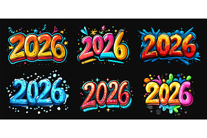 2026 cartoon font. Cute 3d text new, an Illustration by Stock-Smart-Start