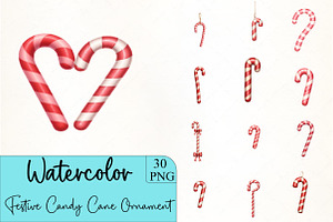 Festive Candy Cane Ornament Clipart, an Illustration by CrexoraLab
