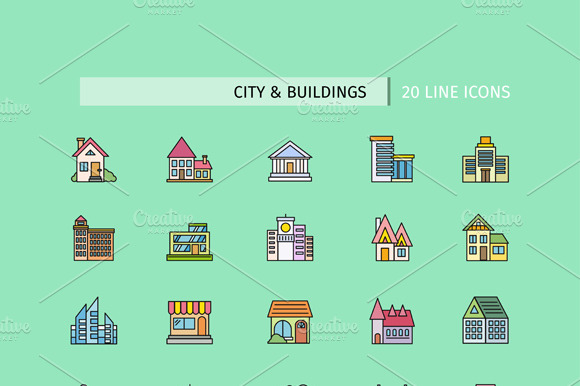 Buildings Icons Set