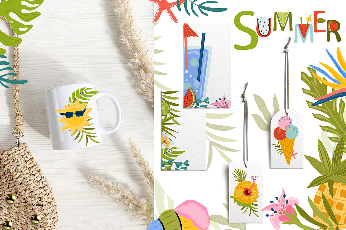 Summer time, Tropical clipart, a Decorative Illustration by Usis (Photo 12 of 13)