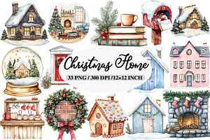 Christmas Home Clipart Bundle, an Illustration by Daily.Designs