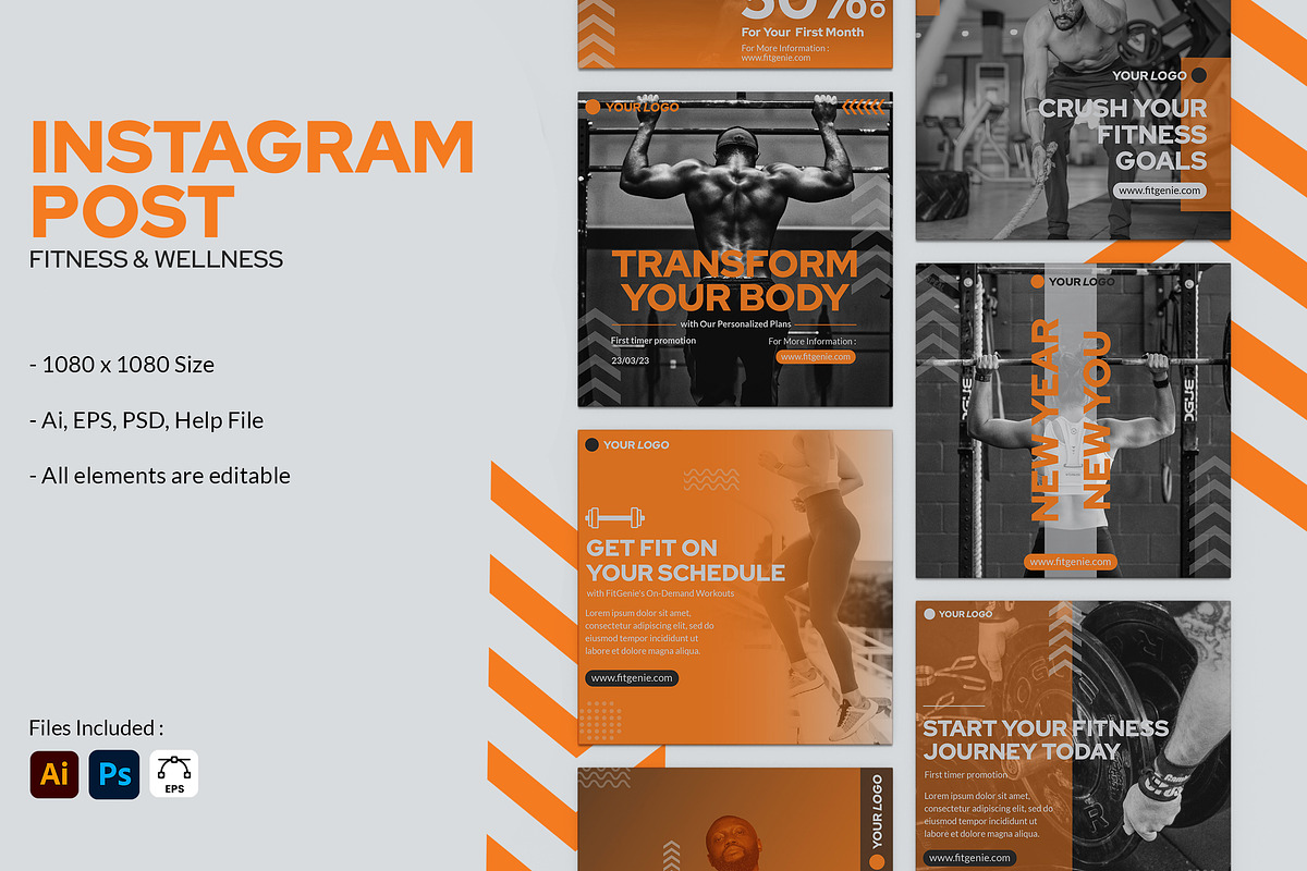 Fitness and Wellness Instagram Post, a Social Media Template by StreaksideStd (Photo 1 of 3)
