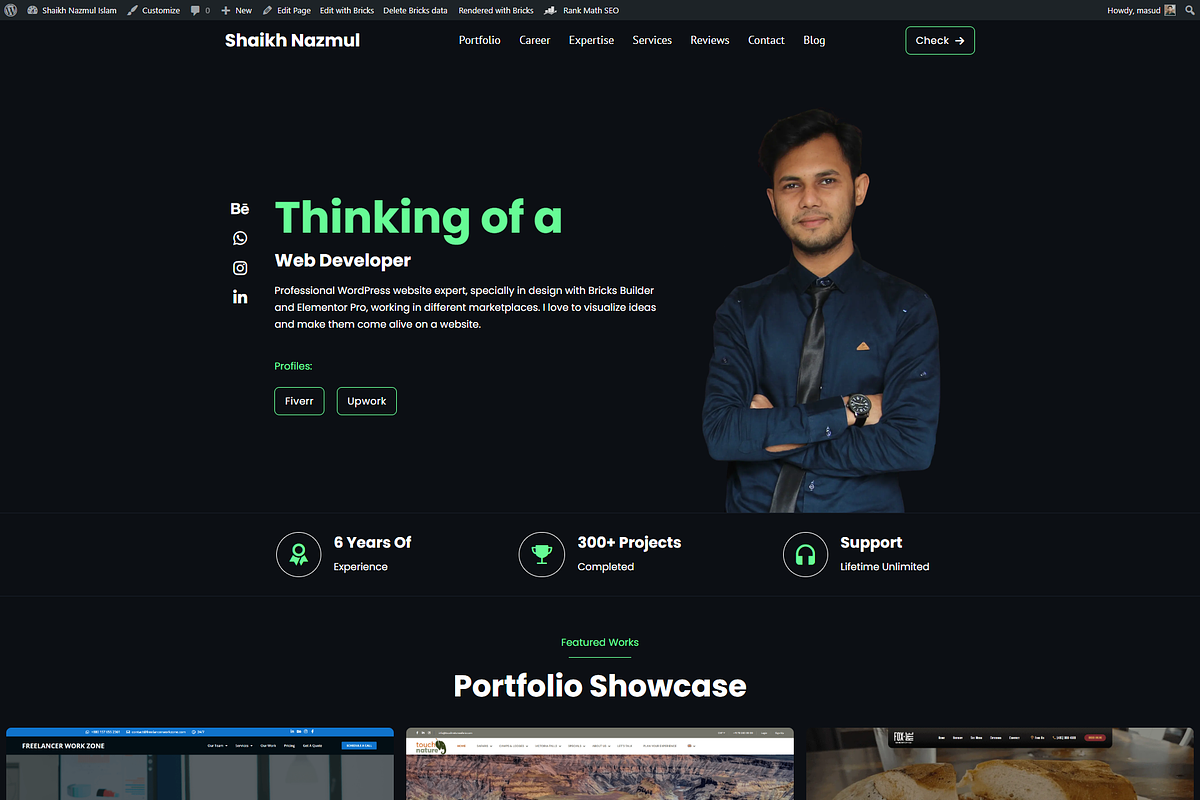 Portfolio with Bricks Builder, a WordPress Template by shaikh210