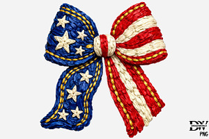Patriotic American Flag Bow Png, an Illustration by Designworld