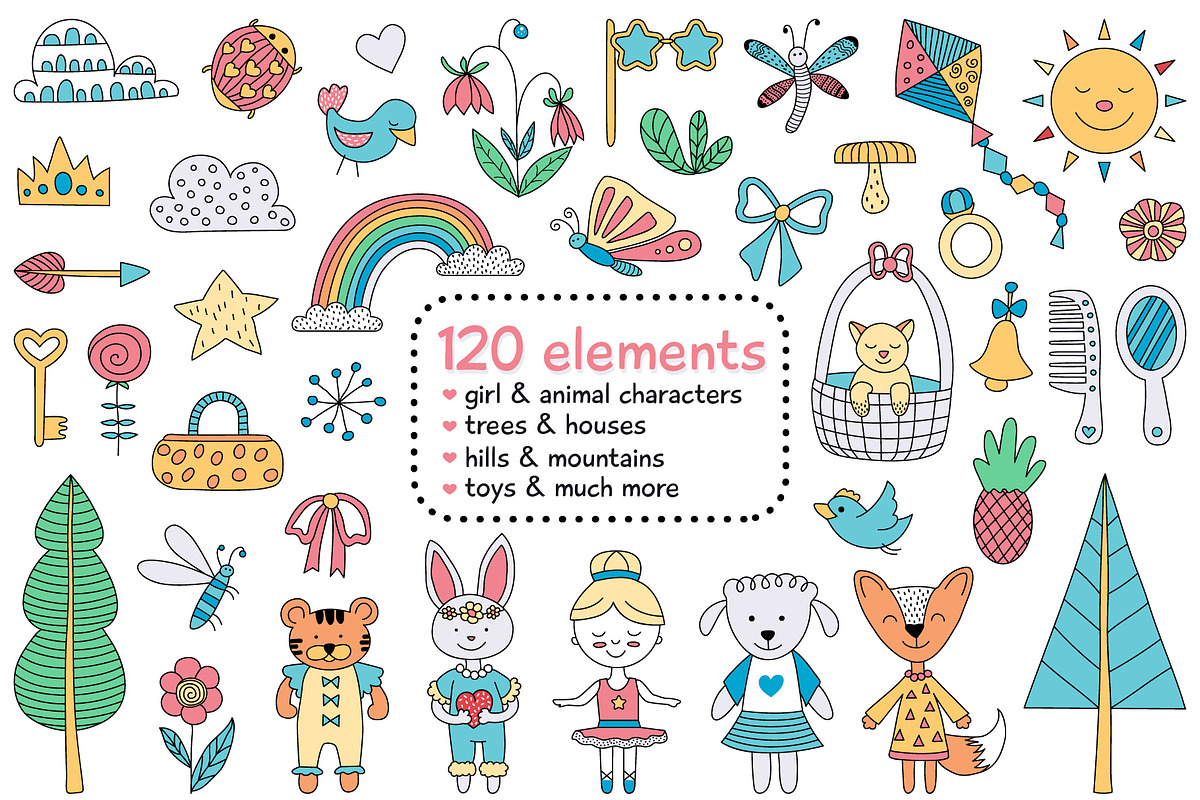 Nursery for a girl-Clipart&Lettering, an Animal Illustration by Truefiesta (Photo 2 of 8)