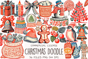 Christmas Doodle Sublimation Clipart, an Illustration by OK Design (Thumbnail 1 of 5)
