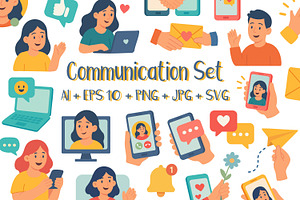 Communication Icons Set, a Technology Illustration by ananastya