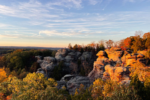 Sunset over rock formations at Garden of the Gods in Colorado Springs, a golden, a Nature Photo by AS photostudio