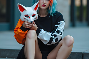 Young Woman with Fox Mask and Ears S, a Beauty & Fashion Photo by Stock Shape