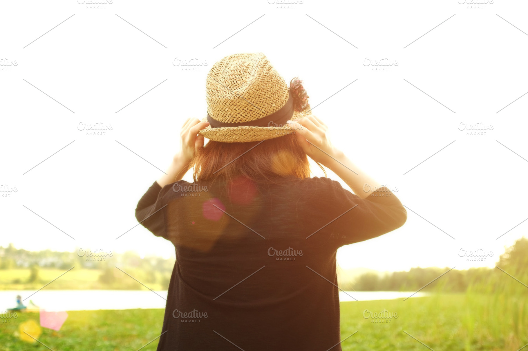 Girl wearing summer hat