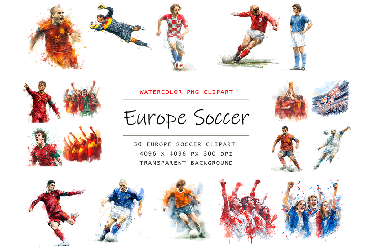 Europe Soccer Clipart Bundle, a Decorative Illustration by stickermadness (Photo 1 of 4)