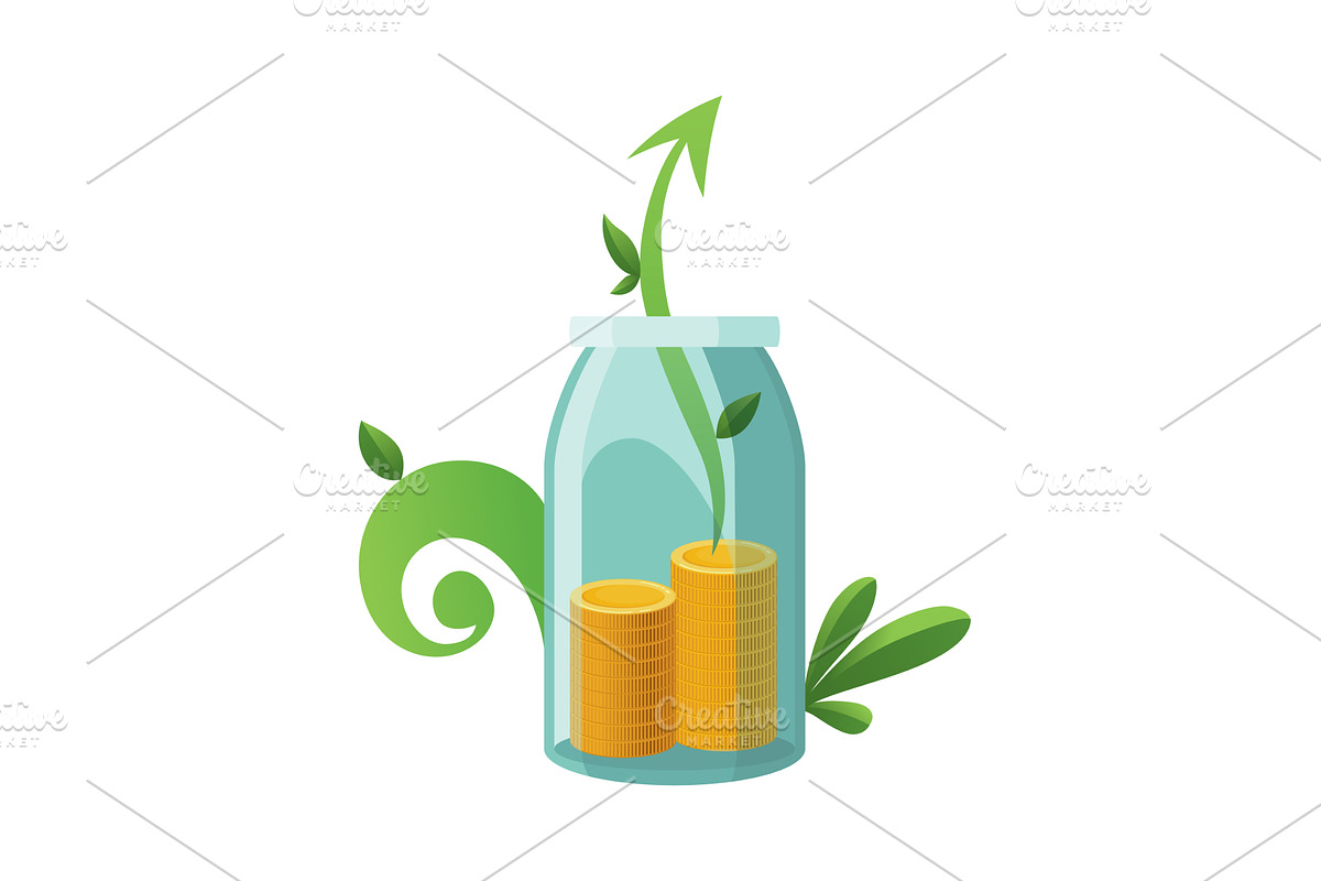 Investing bottle money, icon, a Finance Illustration by Things for designers