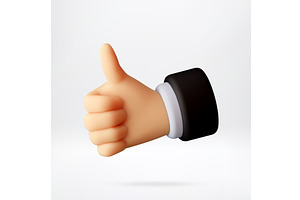 3D Hand showing thumb up sign in, an Object Illustration by Abscent