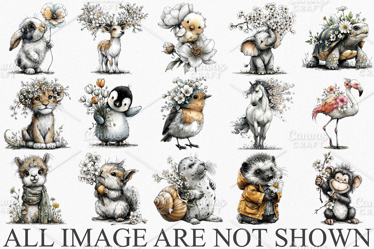 Whimsical Animals Spring Clipart PNG, an Illustration by Canvas Craft (Photo 3 of 7)