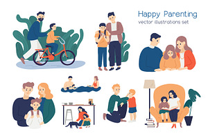 Happy parenting, families set, an Education Illustration by Good Studio