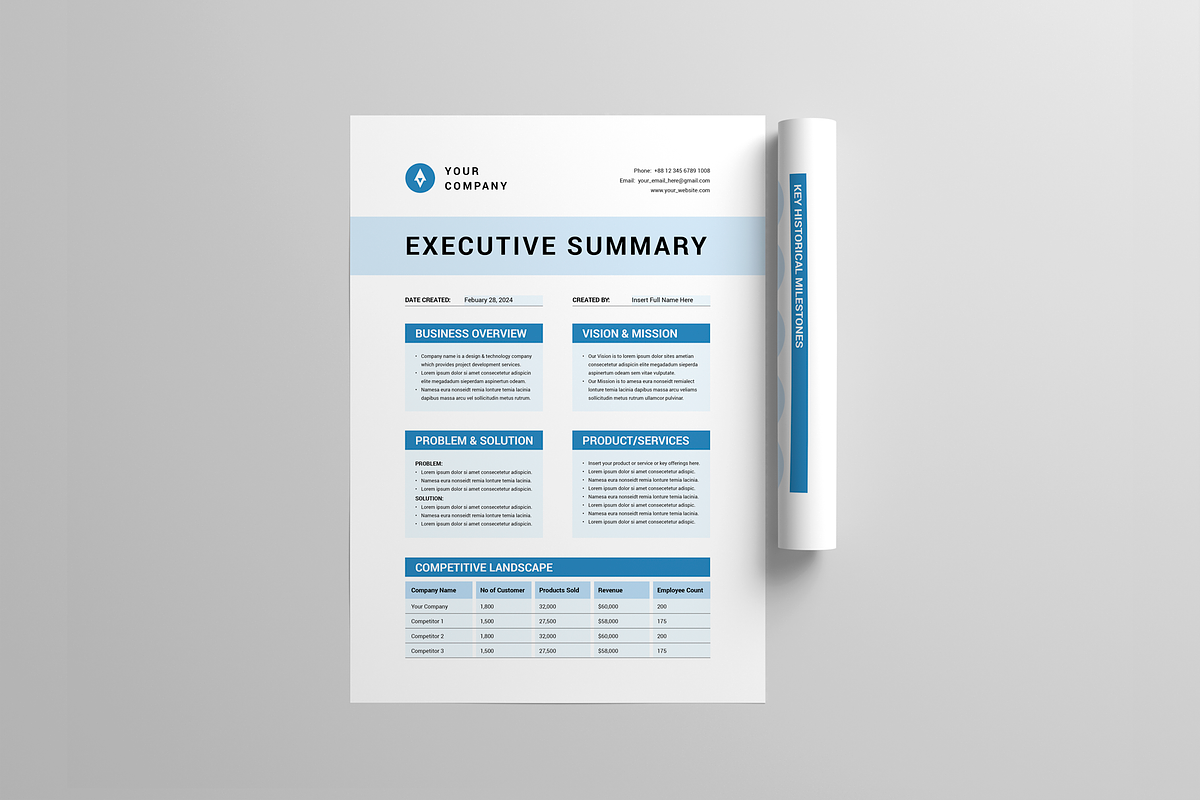 Business Executive Summary Report, a Stationery Template by Leaflove