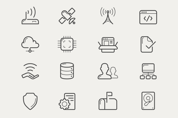 Network And Servers Line Icons