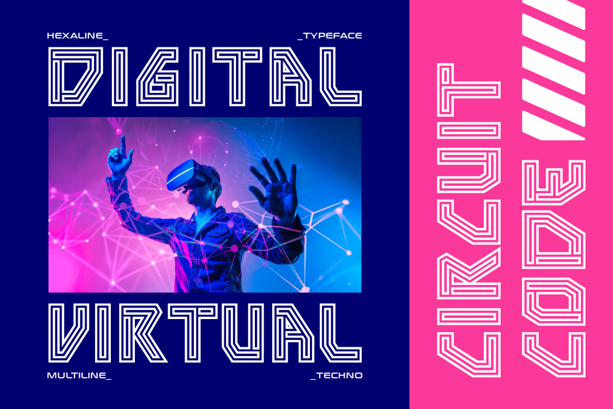 Hexaline Multiline Tech Font, a Font by PutraCetol Studio (Photo 2 of 5)