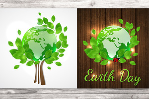 Planet Earth and Green Tree, a Seasonal Illustration by Artspace